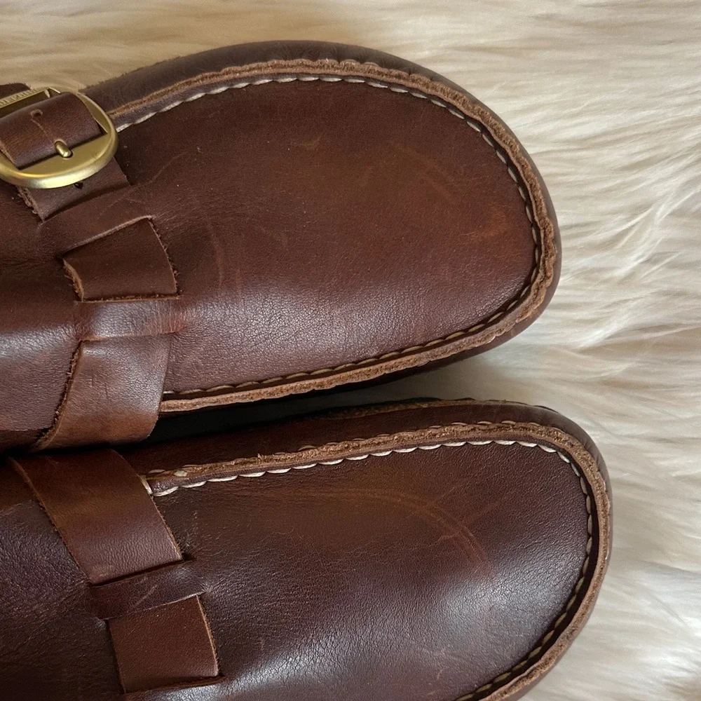 Birkenstock Buckley Natural Oiled Leather Buckle Clog Mules - Picture 7 of 11